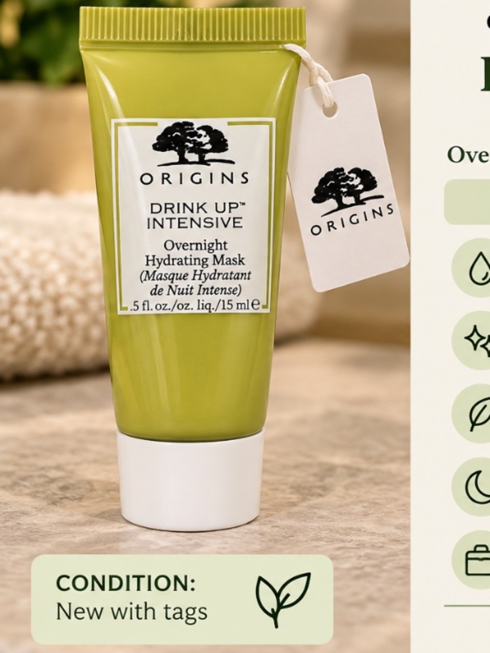 Origins Drink Up Intensive Overnight Hydrating Face Mask 0.5 oz New